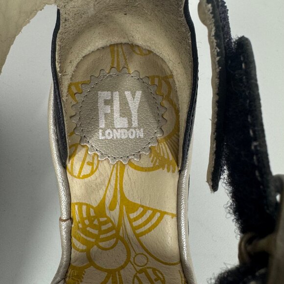 Fly London Wedge Sandals Size 36/6 Open Toe Color Block Ankle Strap - Picture 15 of 15